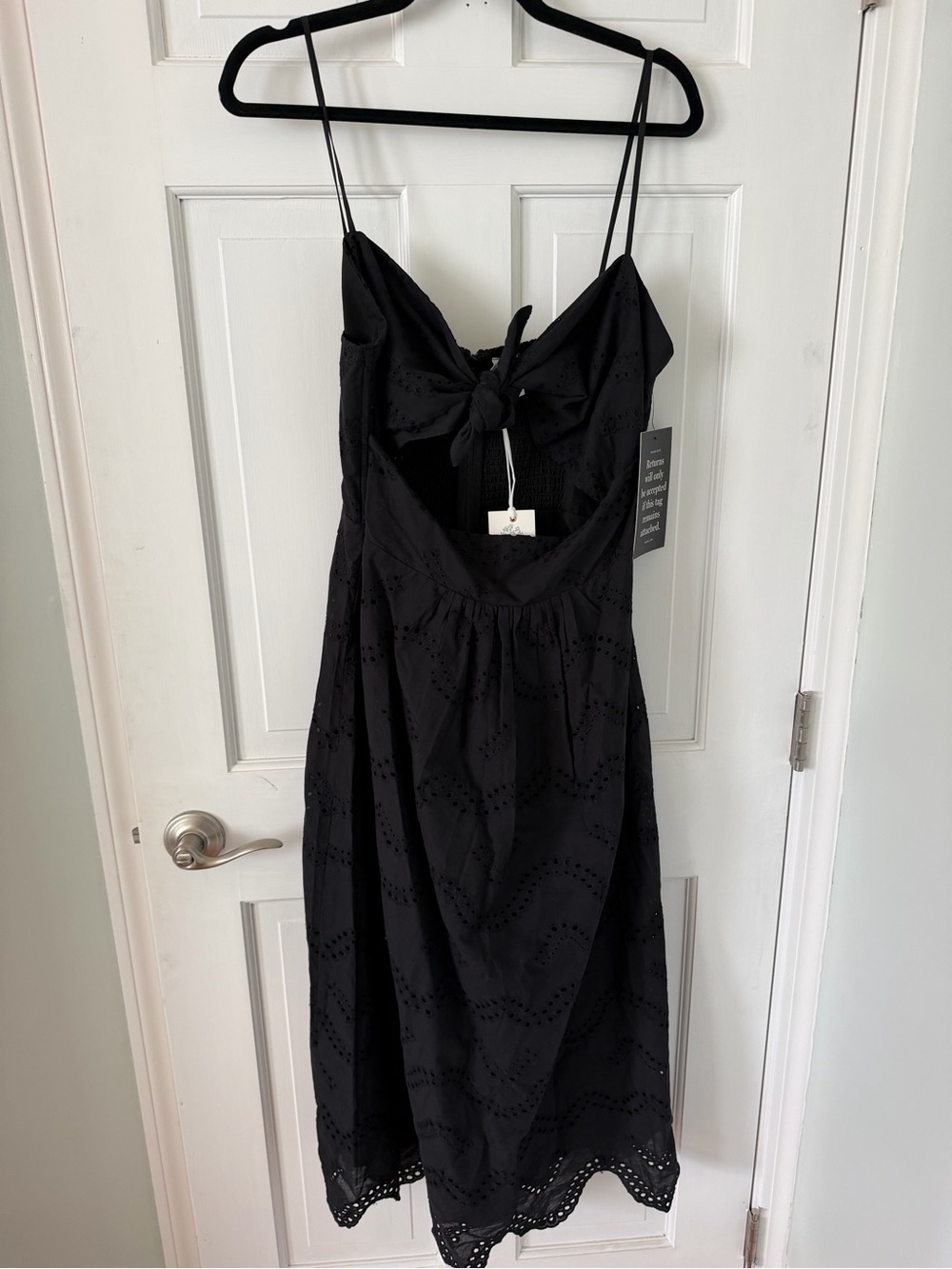 Tuckernuck / Hyacinth House Black Tie-Front Eyelet Midi Dress